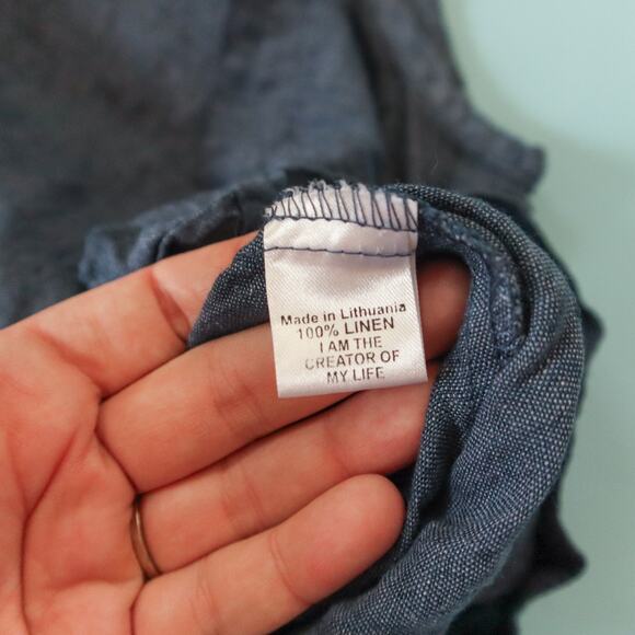 Flax Blue 100% Linen Sleeveless Loose Fit Tank Top Size Medium - Picture 4 of 7